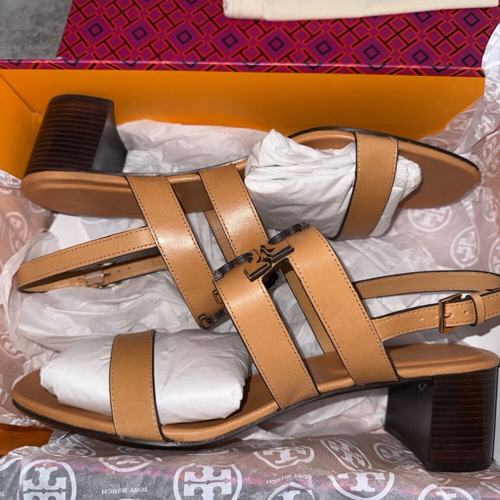 Tory Burch Ines Sandal 55mm Camello Calf Leather $325 MSRP - Picture 4 of 14